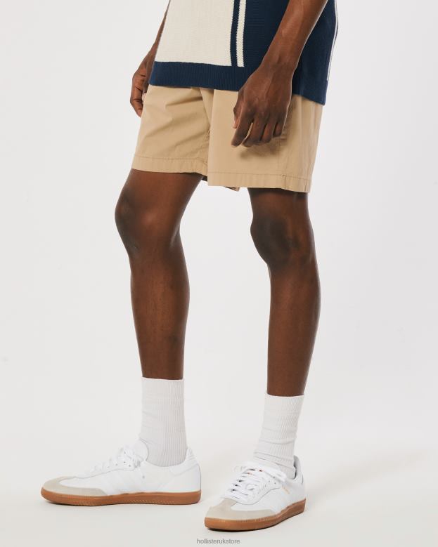 Bottoms Hollister Men Twill Jogger Shorts 7\\ 488201149 Khaki
